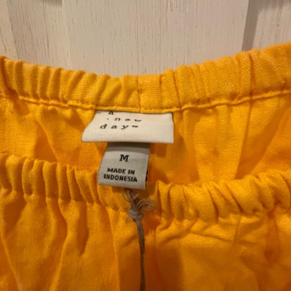 Yellow Orange Target A New Day Linen Blend Spring Summer Beach Dress - Picture 4 of 5